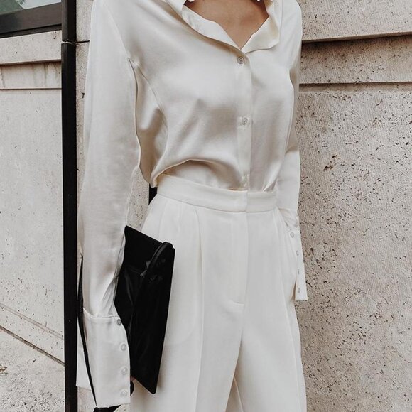 Orseund Iris 100% Silk long sleeve top ivory cream white blouse size XS - Picture 2 of 6